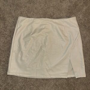 Rewash Cream Faux Leather Mini Skirt